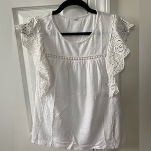 White Ruffle Sleeve Top